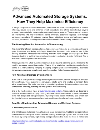 advanced automated storage systems how they help