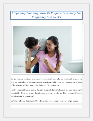 Pregnancy Planning _ How to Prepare your body for pregnancy in 4 weeks