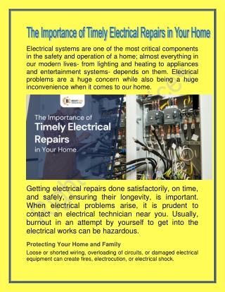 The Importance of Timely Electrical Repairs in Your Home