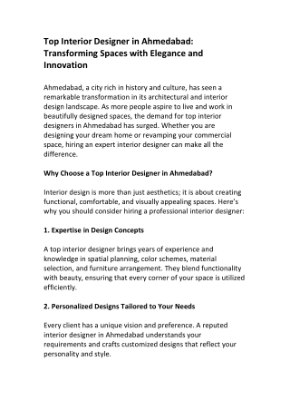 Ahmedabad’s Best Interior Designers | Stylish & Modern Interiors