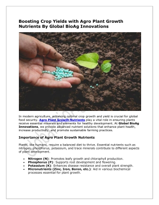 Agro Plant Growth Nutrients – Global BioAg Innovations