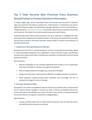 Top 5 Data Security Best Practices Every Business Should Follow to Protect Sensitive Information