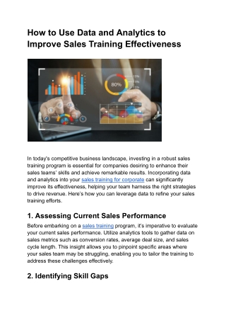 How to Use Data and Analytics to Improve Sales Training Effectiveness