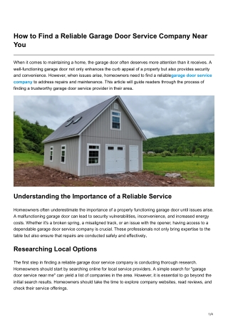 How to Find a Reliable Garage Door Service Company Near You