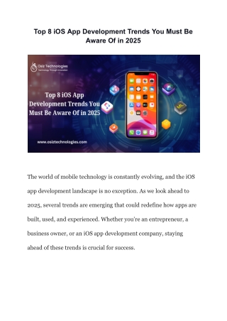 Top 8 iOS App Development Trends You Must Be Aware Of in 2025