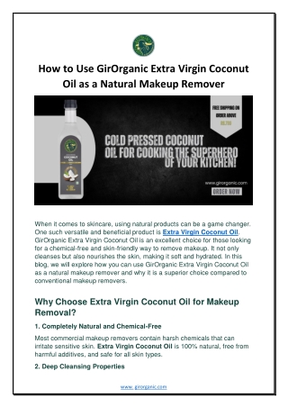 How to Use GirOrganic Extra Virgin Coconut Oil as a Natural Makeup Remover