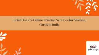 Print On Go's Online Printing Services for Visiting Cards in India