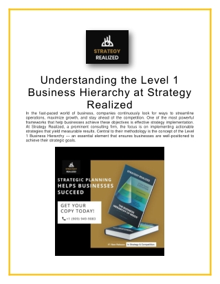 Strategy Realized Level 1 Business Hierarchy