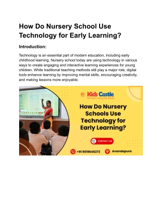 How Do Nursery School Use Technology for Early Learning