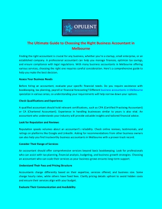 The Ultimate Guide to Choosing the Right Business Accountant in Melbourne