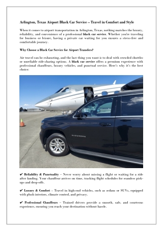 Arlington Texas Airport Black Car Service