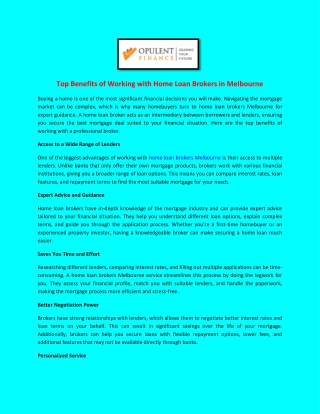 Top Benefits of Working with Home Loan Brokers in Melbourne