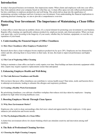 Protecting Your Investment: The Importance of Maintaining a Clean Office Space