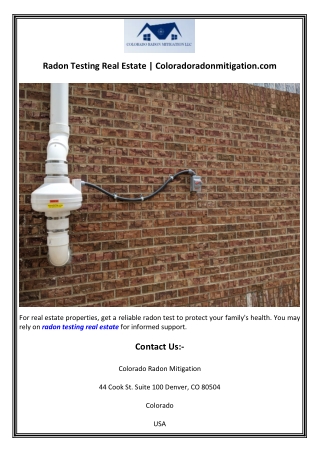 Radon Testing Real Estate  Coloradoradonmitigation.com