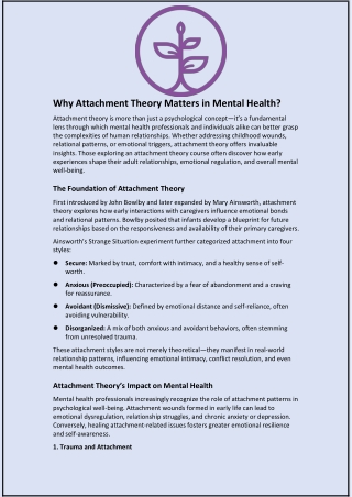 why attachment theory matters in mental health