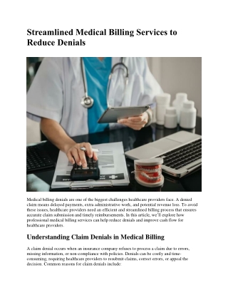 Streamlined Medical Billing Services to Reduce Denials