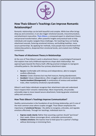 how thais gibson s teachings can improve romantic