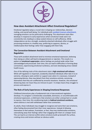how does avoidant attachment affect emotional