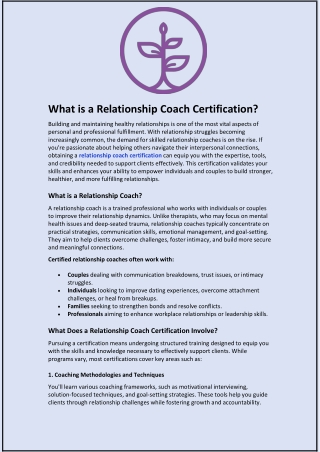 what is a relationship coach certification