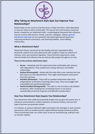 why taking an attachment style quiz can improve
