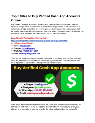 Top 5 Sites to Buy Verified Cash App Accounts Online