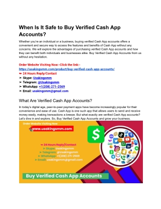 When Is It Safe to Buy Verified Cash App Accounts