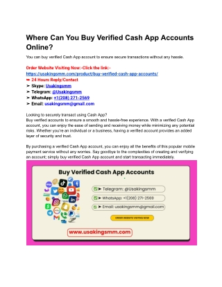 Where Can You Buy Verified Cash App Accounts Online