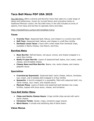 taco bell menu pdf usa 2025