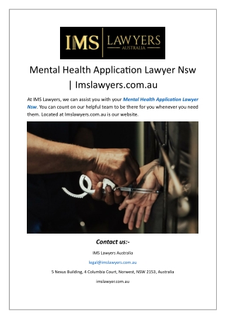 Mental Health Application Lawyer Nsw | Imslawyers.com.au