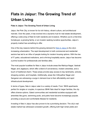 Flats in Jaipur_ The Growing Trend of Urban Living