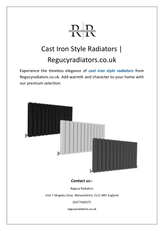 Cast Iron Style Radiators | Regucyradiators.co.uk