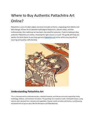 Where to Buy Authentic Pattachitra Art Online?
