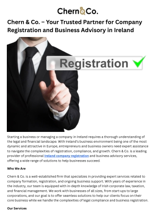 Chern & Co. – Your Trusted Partner for Company Registration and Business Advisory in Ireland