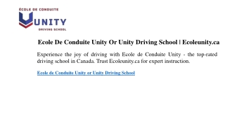 Ecole De Conduite Unity Or Unity Driving School Ecoleunity.ca 2.