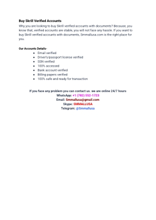 Top 14 Site To Buying Verified Skrill Accounts
