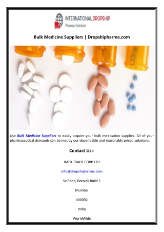 Bulk Medicine Suppliers  Dropshipharma.com
