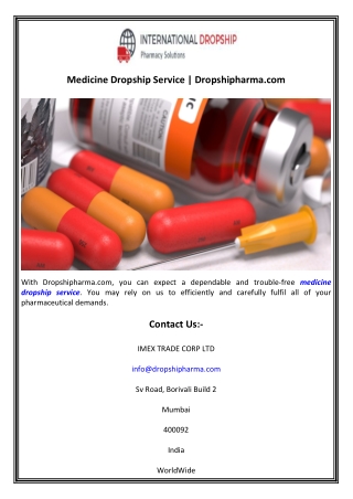 Medicine Dropship Service  Dropshipharma.com