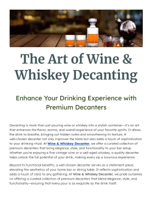 the art of wine whiskey decanting