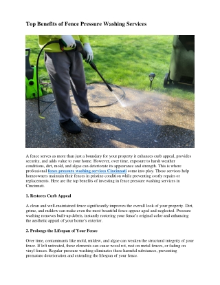 Top Benefits of Fence Pressure Washing Services