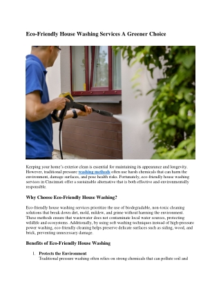 Eco-Friendly House Washing Services A Greener Choice
