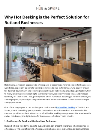 Why Hot Desking is the Perfect Solution for Rutland Businesses