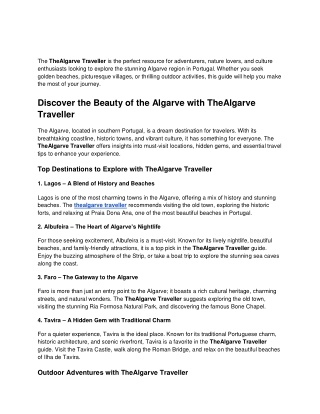 TheAlgarve Traveller_ Your Ultimate Guide to Exploring Portugal’s Coastal Paradise