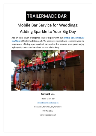 mobile bar service for weddings adding sparkle