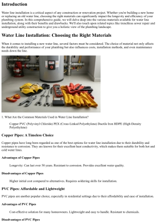 Water Line Installation: Choosing the Right Materials