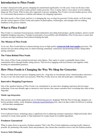 How Pitco Foods is Changing the Way We Shop for Groceries