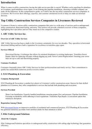 Top Utility Construction Services Companies in Livermore Reviewed