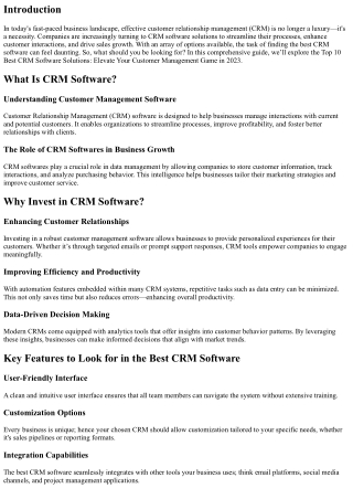 Top 10 Best CRM Software Solutions: Elevate Your Customer Management Game in 202