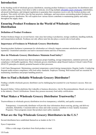 Ensuring Product Freshness in the World of Wholesale Grocery Distribution