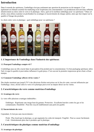 Le choix entre verre et plastique : quel emballage pour vos spiritueux ?
