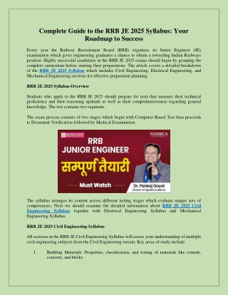 Complete Guide to the RRB JE 2025 Syllabus Your Roadmap to Success